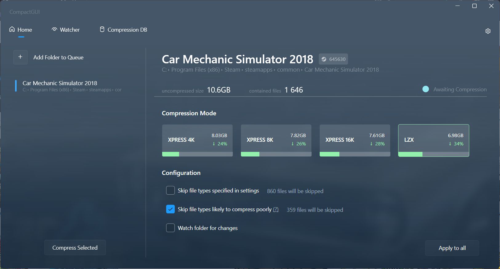 CompactGUI Compression